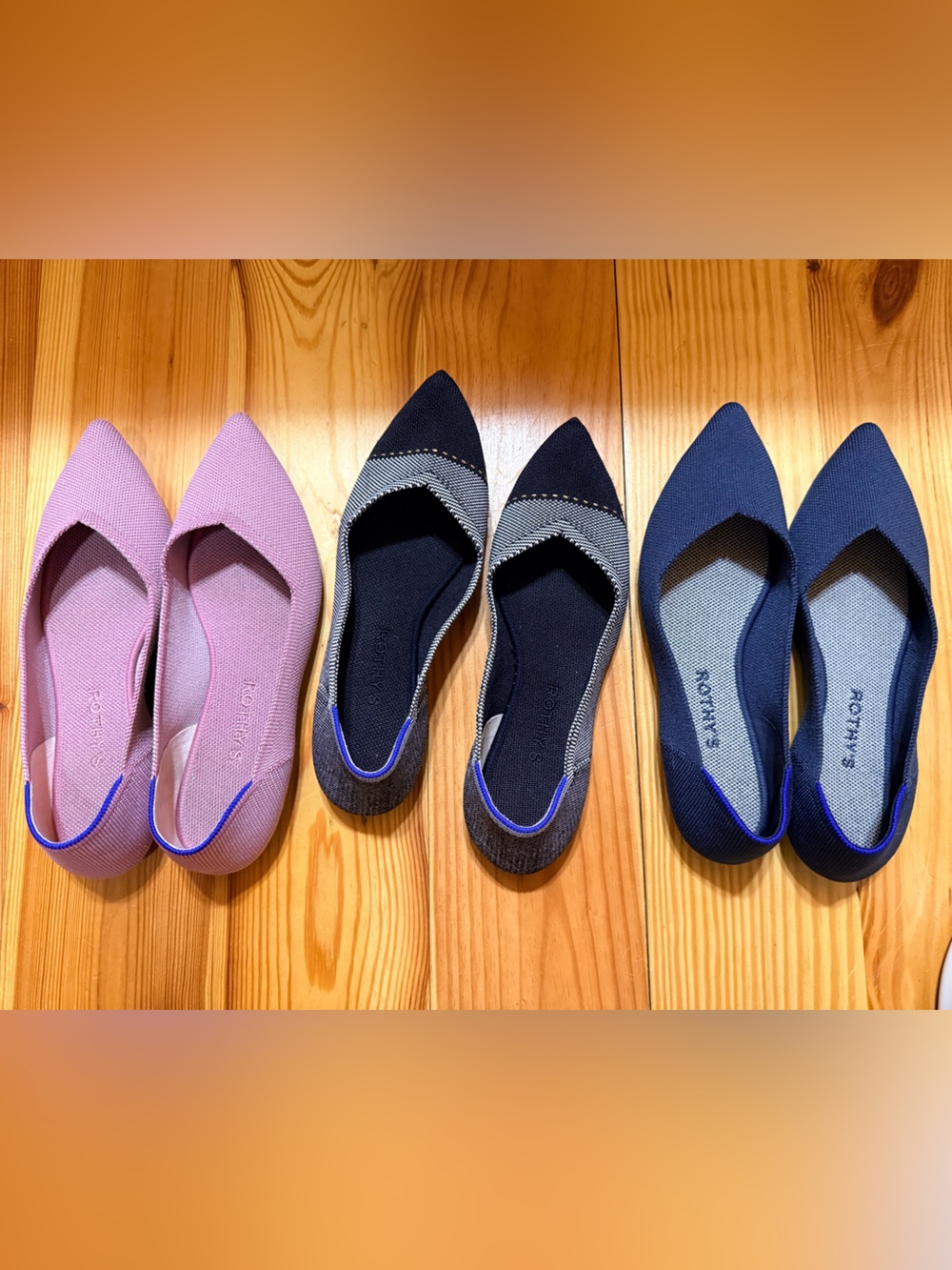 Rothy's Women's Pointed Knit Flat  3 Pairs